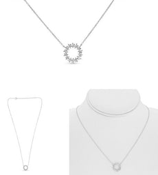 .35CT DIAMOND 14K WHITE GOLD 3D BAGUETTE CIRCLE OF LIFE ADJUSTABLE LOVE NECKLACE