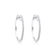 ESTATE .51CT DIAMOND 14KT WHITE GOLD 3D CLASSIC HUGGIE HOOP HANGING EARRINGS