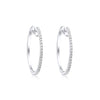 ESTATE .51CT DIAMOND 14KT WHITE GOLD 3D CLASSIC HUGGIE HOOP HANGING EARRINGS