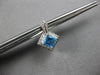 1.82CT DIAMOND & AAA BLUE TOPAZ 14K WHITE GOLD PRINCESS & ROUND HANGING EARRINGS