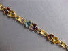 ESTATE 9.2CT AAA MULTI GEM 14KT YELLOW GOLD 3D MULTI HEART LOVE BRACELET