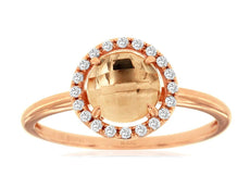 1.34CT DIAMOND & AAA MORGANITE 14KT ROSE GOLD 3D ROUND HALO FRIENDSHIP LOVE RING