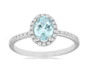 .85CT DIAMOND & AAA AQUAMARINE 14KT WHITE GOLD OVAL & ROUND FRIENDSHIP LOVE RING