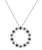 ESTATE .88CT DIAMOND & AAA SAPPHIRE 14KT WHITE GOLD 3D CIRCLE FLOATING PENDANT