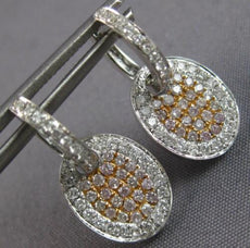 .79CT WHITE & PINK DIAMOND 18KT WHITE & ROSE GOLD 3D CLASSIC PAVE OVAL EARRINGS