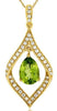 .92CT DIAMOND & AAA PERIDOT 14KT YELLOW GOLD PEAR SHAPE & ROUND FLOATING PENDANT