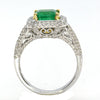 2.27CT DIAMOND & AAA EMERALD 18K 2 TONE GOLD DOUBLE HALO OCTAGON ENGAGEMENT RING