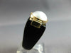 ESTATE AAA ONYX & PEARL 14KT YELLOW GOLD 3D SQUARE HANDCRAFTED FUN RING #27592
