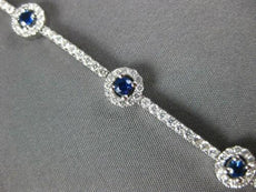 2.65CT DIAMOND & AAA SAPPHIRE 14KT WHITE GOLD ROUND HALO FLOWER TENNIS BRACELET