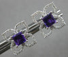 .75CT DIAMOND & AAA AMETHYST 14KT WHITE GOLD PRINCESS CUT & ROUND STUD EARRINGS