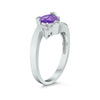 1.1CT DIAMOND & AAA AMETHYST 14KT WHITE GOLD TRILLION & ROUND CRISS CROSS RING