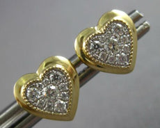 .22CT DIAMOND 14KT YELLOW GOLD 3D CLUSTER HEART SHAPE FILIGREE MILGRAIN EARRINGS