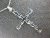ANTIQUE LARGE .10CT DIAMOND 14KT WHITE GOLD MULTI FLOWER CROSS FLOATING PENDANT