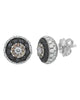 1.84CT WHITE BLACK & MOCHA DIAMOND 18K WHITE & BLACK GOLD FILIGREE STUD EARRINGS