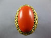ANTIQUE LARGE AAA CORAL 18K YELLOW GOLD 3D CLASSIC OVAL LOVE KNOT FUN RING 26884