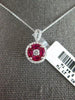 .91CT DIAMOND & AAA RUBY 18K WHITE GOLD ROUND & MARQUISE FLOWER FLOATING PENDANT