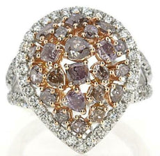 2.53CT WHITE & PINK DIAMOND 18KT WHITE & ROSE GOLD MULTI SHAPE CLUSTER LOVE RING