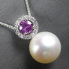 LARGE .53CT DIAMOND & AAA PINK SAPPHIRE & SOUTH SEA PEARL 14K WHITE GOLD PENDANT