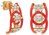 .65CT DIAMOND & RED ENAMEL 14KT ROSE GOLD 3D CRISS CROSS LOVE KNOT FUN EARRINGS