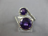 LARGE 3.57CT DIAMOND & AAA AMETHYST 14KT WHITE GOLD 3D DOUBLE CIRCULAR LOVE RING
