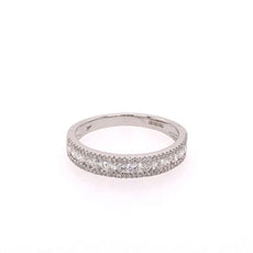 .49CT DIAMOND 18KT WHITE GOLD 3D 3 ROW SEMI ETERNITY WEDDING ANNIVERSARY RING
