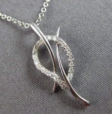 ESTATE .12CT DIAMOND 14KT WHITE GOLD CRISS CROSS TEAR DROP FUN FLOATING PENDANT