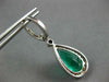 LARGE 8.10CT DIAMOND & AAA EMERALD 14KT WHITE GOLD PEAR SHAPE HANGING EARRINGS