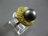 2.07CT DIAMOND & YELLOW SAPPHIRE & TAHITIAN PEARL 14KT WHITE GOLD DOLPHIN RING