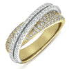 ESTATE .93CT DIAMOND 14KT 2 TONE GOLD CLASSIC MULTI ROW CRISS CROSS X LOVE RING