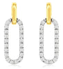 ESTATE .2CT DIAMOND 14K 2 TONE GOLD CLASSIC ROUND OPEN OVAL FUN HANGING EARRINGS