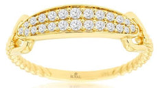.25CT DIAMOND 14KT YELLOW GOLD GRADUATING SHARED PRONG 2 ROW LOVE KNOT FUN RING