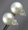 LARGE .6CT DIAMOND & AAA SOUTH SEA PEARL 18K WHITE GOLD TRIANGULAR STUD EARRINGS