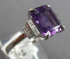 1.92CT DIAMOND & AAA AMETHYST 14K WHITE GOLD EMERALD CUT & ROUND ENGAGEMENT RING