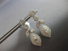 1.17CT DIAMOND 14K WHITE GOLD 3D ROUND & BAGUETTE FLOWER SQUARE HANGING EARRINGS