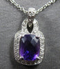 .87CT DIAMOND & AAA AMETHYST 14KT WHITE GOLD 3D CUSHION & ROUND FLOATING PENDANT