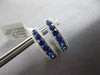 ESTATE LARGE 1.94CT DIAMOND & AAA SAPPHIRE 18KT WHITE GOLD OVAL HOOP HANGING EARRINGS