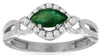.68CT DIAMOND & AAA EMERALD 14KT WHITE GOLD MARQUISE & ROUND HALO LOVE KNOT RING