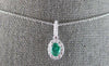 .56CT DIAMOND & AAA COLUMBIAN EMERALD 14KT WHITE GOLD OVAL HALO FLOATING PENDANT