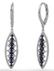 .91CT DIAMOND & AAA SAPPHIRE 14KT WHITE GOLD 3D LEAF LEVERBACK HANGING EARRINGS