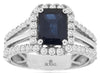 Estate 2.55Ct Diamond & AAA Sapphire 14K White Gold Emerald Cut & Round Engagement Ring