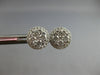 ESTATE .89CT DIAMOND 14KT WHITE GOLD 3D CLASSIC ROUND CLUSTER HALO STUD EARRINGS