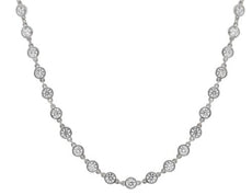 9.19CT DIAMOND 18KT WHITE GOLD 3D CLASSIC BY THE YARD BEZEL LOVE TENNIS NECKLACE