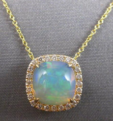 2.43CT DIAMOND & AAA AUSTRALIAN OPAL 14KT YELLOW GOLD CUSHION FLOATING PENDANT