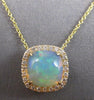 2.43CT DIAMOND & AAA AUSTRALIAN OPAL 14KT YELLOW GOLD CUSHION FLOATING PENDANT