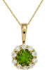 ESTATE 1.05CT DIAMOND & AAA PERIDOT 14KT YELLOW GOLD 3D FLOWER FLOATING PENDANT