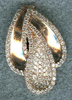 .75CT DIAMOND 18KT ROSE GOLD 3D LOVE KNOT TEAR DROP MULTI LEAF FLOATING PENDANT