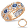 1.04CT DIAMOND & AAA SAPPHIRE 14KT ROSE & WHITE GOLD FILIGREE ANNIVERSARY RING