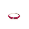 ESTATE .03CT DIAMOND & RED ENAMEL 18KT WHITE GOLD 3D CLASSIC SOLITAIRE FUN RING