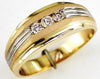 ESTATE .25CT DIAMOND 14KT YELLOW GOLD 3 STONE MATTE & SHINY CLASSIC MENS RING