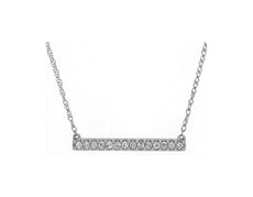 ESTATE .10CT DIAMOND 14KT WHITE GOLD 3D CLASSIC ROUND BAR FUN NECKLACE